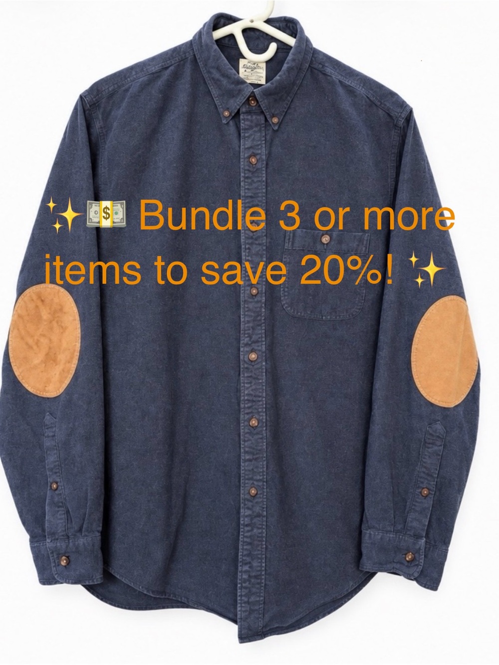 J. Crew Navy Button-Down Shirt with Tan Elbow Patches